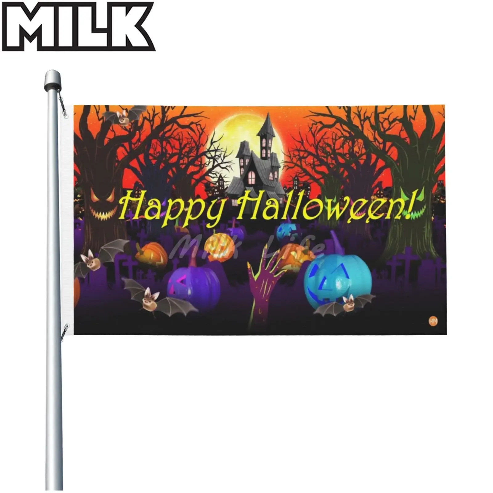 

Double-sided 3D Printing Pumpkin Head Hallowmas Flag Banner Polyester Flag 3ft*5ft with Grommet for Cafe Home Room Gerden Decor