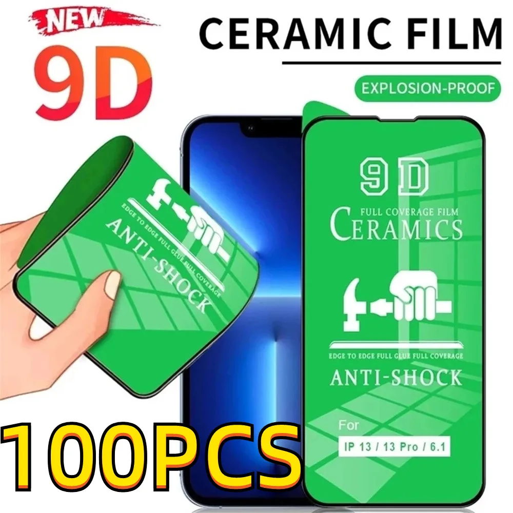 100pcs 9D Soft Ceramic Film for iPhone 11 12 13 14 Pro Max 6 7 8 14 Plus Screen Protector for iPhone 13 Mini X XR Not-Glass
