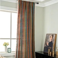 bohemian curtains bedroom cotton and linen bronzing striped tassel hotel homestay fabric floating curtains moojou