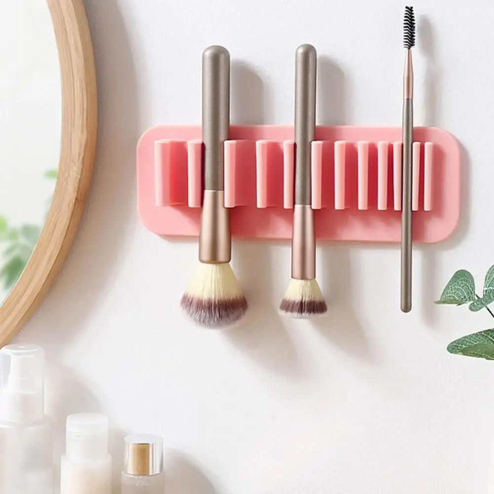 

Cosmetic Brush Organizer with Suction Sturdy Wall-mounted Dry Quickly Makeup Brush Holder Makeup Brush Rack for Gift