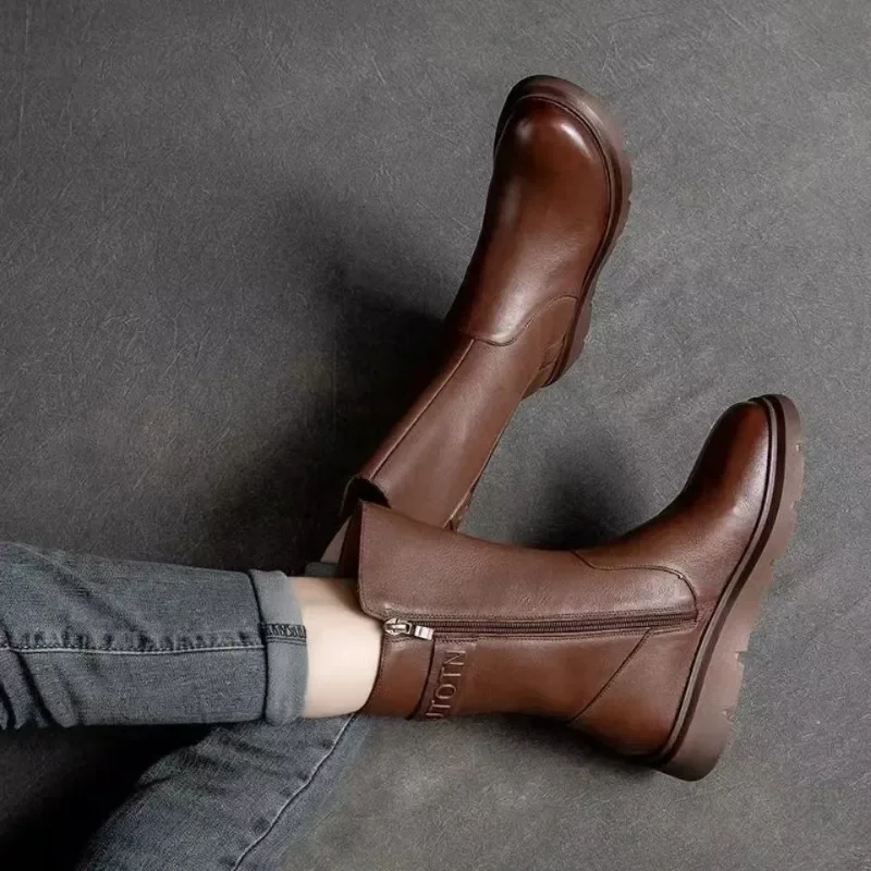 Новинка 2024 женские ботинки байкерская обувь для женщин кожаные ботильоны на