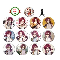 12set anime metal badge game genshin impact new account shikanoin heizou cosplay diy accessories cartoon brooch stand sticker