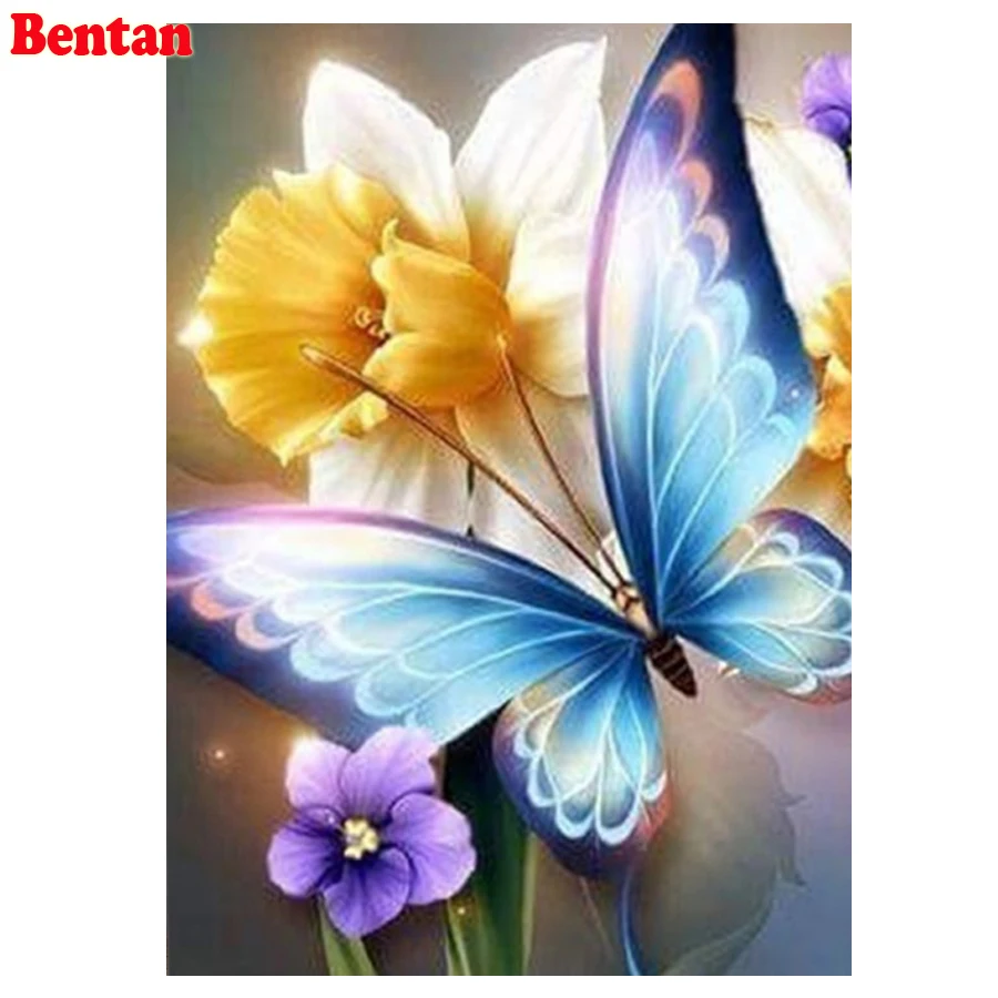 

Алмазная 5D Вышивка "сделай сам", бабочка и цветок, вышивка крестиком, алмазная живопись, картины стразы, мозаичная настенная наклейка, Декор