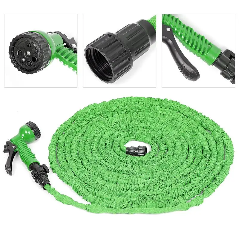 

50FT Telescopic Water Pipe Silicone Flexible Garden Hose Hose Plastic Hoses Pipe With Spray Gun To Watering Car Wash Spray HWC