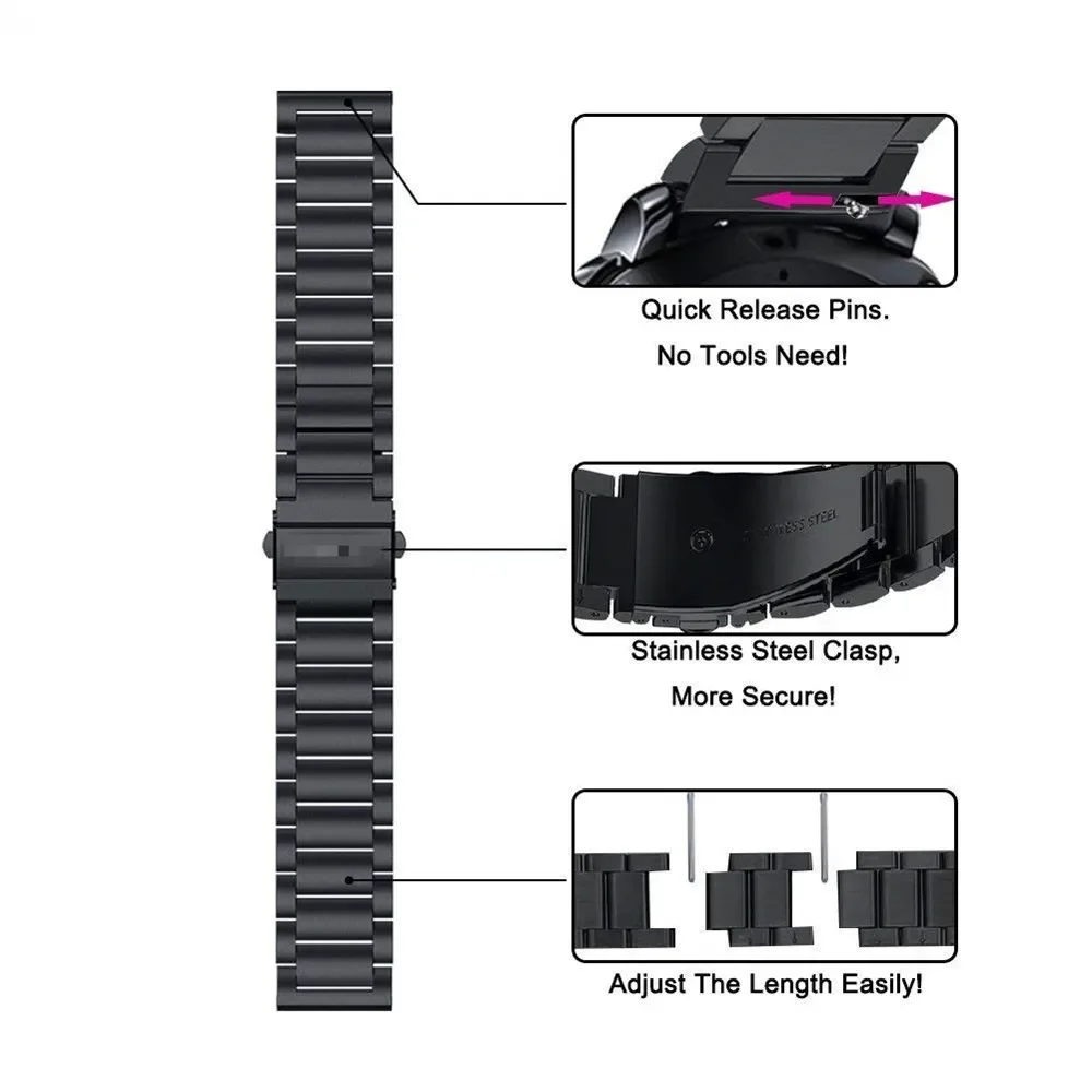 Фото Ремешок 20 мм/22 мм для Samsung Galaxy Watch 5/6/pro/4 44 мм 40 мм classic 47 46 мм 42 мм из нержавеющей стали Gear S3 active 2 amazfit Band №3