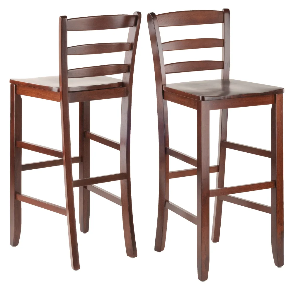 

Wood Benjamin Ladder-Back Bar Stools, Set of 2, Walnut Finish