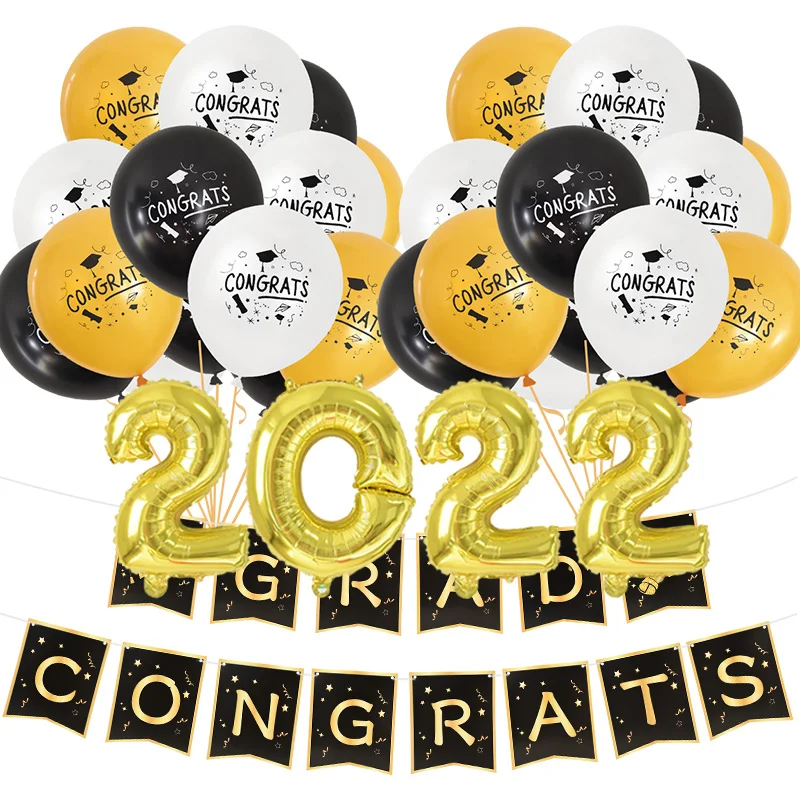 

Graduation Latex Confetti Balloons 2022 Grad Congrats Banner Bachelor Cap Cake Topper For Congratulations Graduation Party Decor