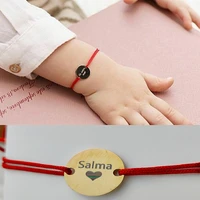 carving name date nameplate bracelet for baby childrens stainles steel anti allergic cute lucky red rope bracelet for men women