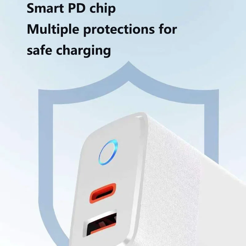 Супербыстрое зарядное устройство PD+QC5.0 с индикатором зарядки для мобильных телефонов, двухпортовое, полностью совместимое. (art.: 3920db92df92d) - 3920db92df92d