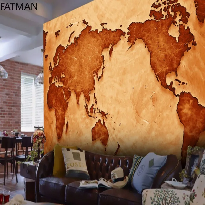

FATMAN Custom Wallpaper 3d Retro Nostalgic World Map Wall Cloth Living Room Study Hotel Background Decorative Murals Dropship