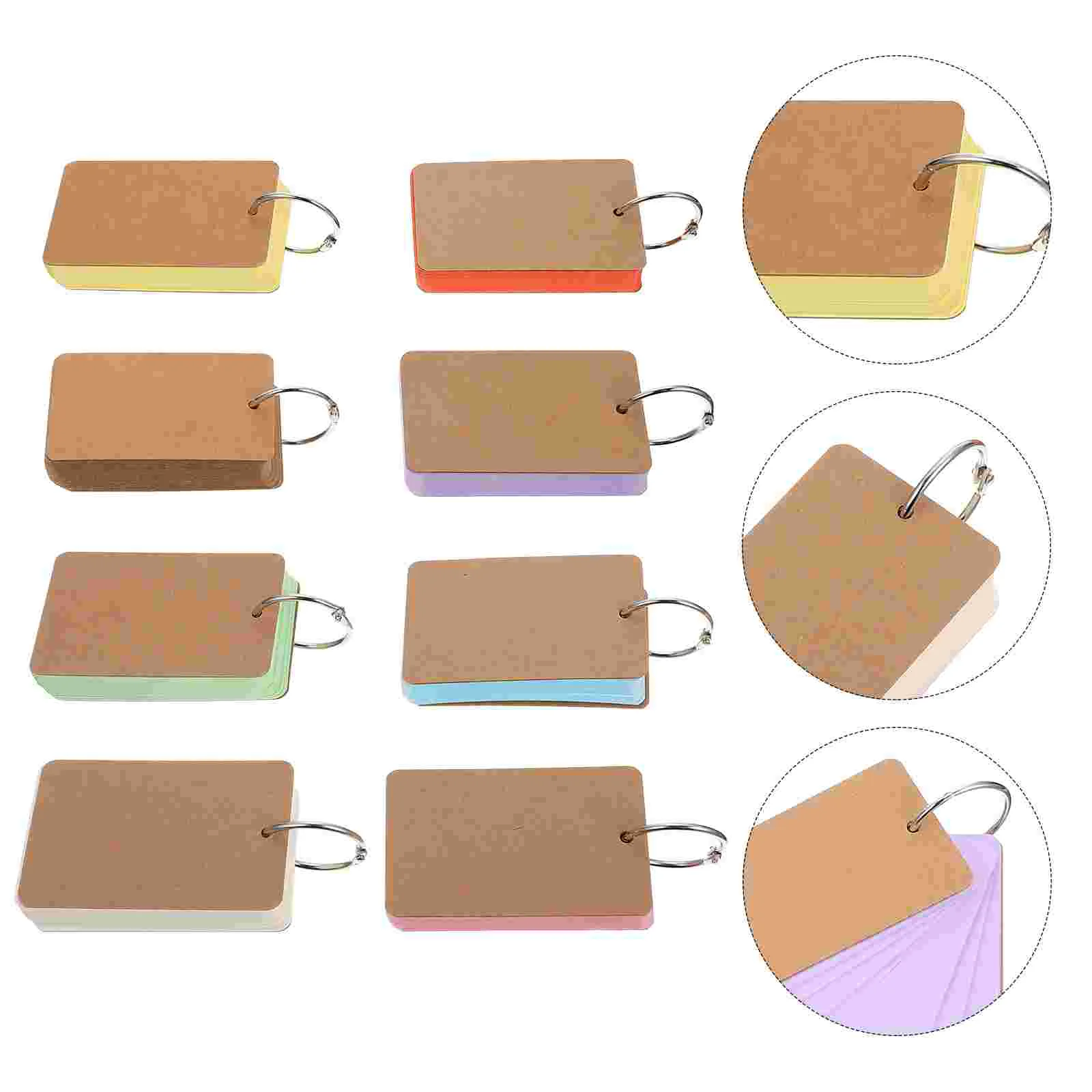

Blank Flashcards Study Note Pad Kraft Paper with Binder Ring for Greeting Stock for School Home Office Use 8 Books