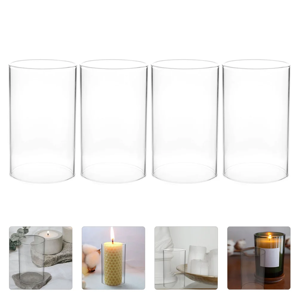 

4Pcs Transparent Candle Shades Simple Style Candle Covers Clear Candle Shades