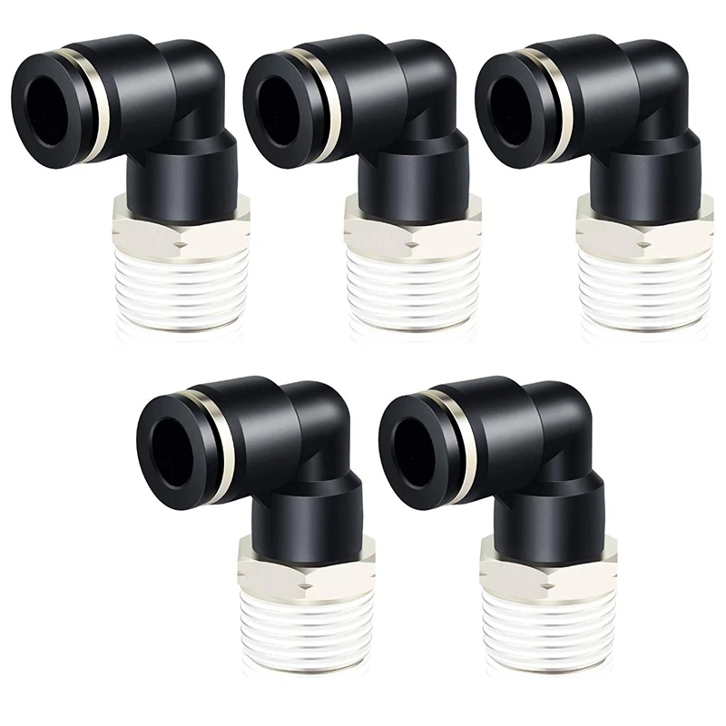 

5Pcs Male Elbow 12Mm Tube OD X 1/2 Inch NPT Thread Push To Connect Fittings PL12-04