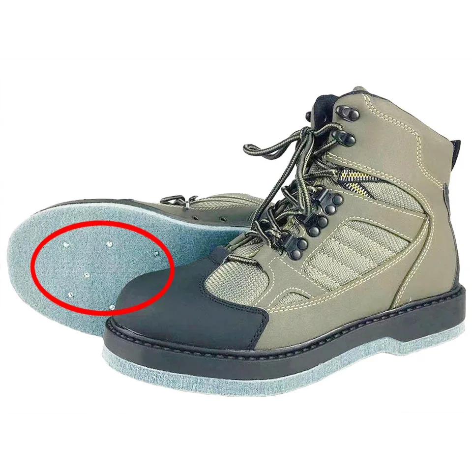 Fly Fishing Wading Upstream Hunting Shoes Leaking Water Shoe Felt Anti-Slippery Sole 12 Nail Professional Rock Shoes FMDU2