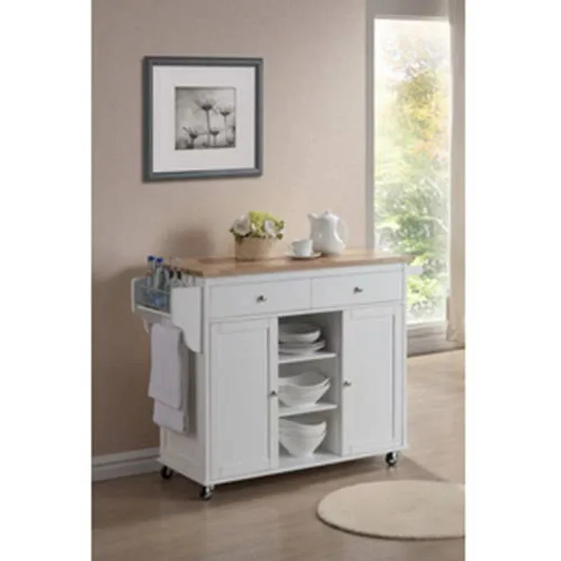 

Baxton Studio Meryland White Modern Kitchen Island Cart