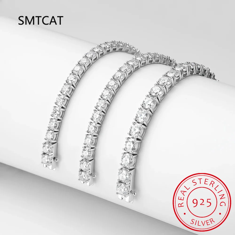 3/4/5 мм черный теннисный браслет из муассанита для женщин мужской в стиле хип-хоп с