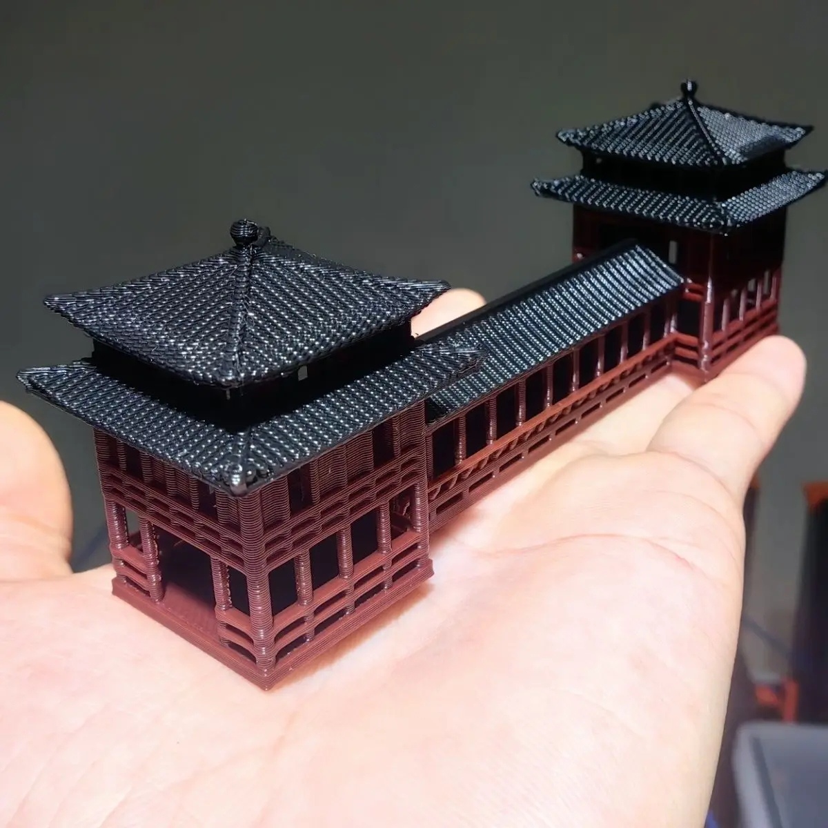 Фото 3D печать пластиковые китайские модели древнего здания длинные коридоры мосты микро пейзажи бонсай украшение №3