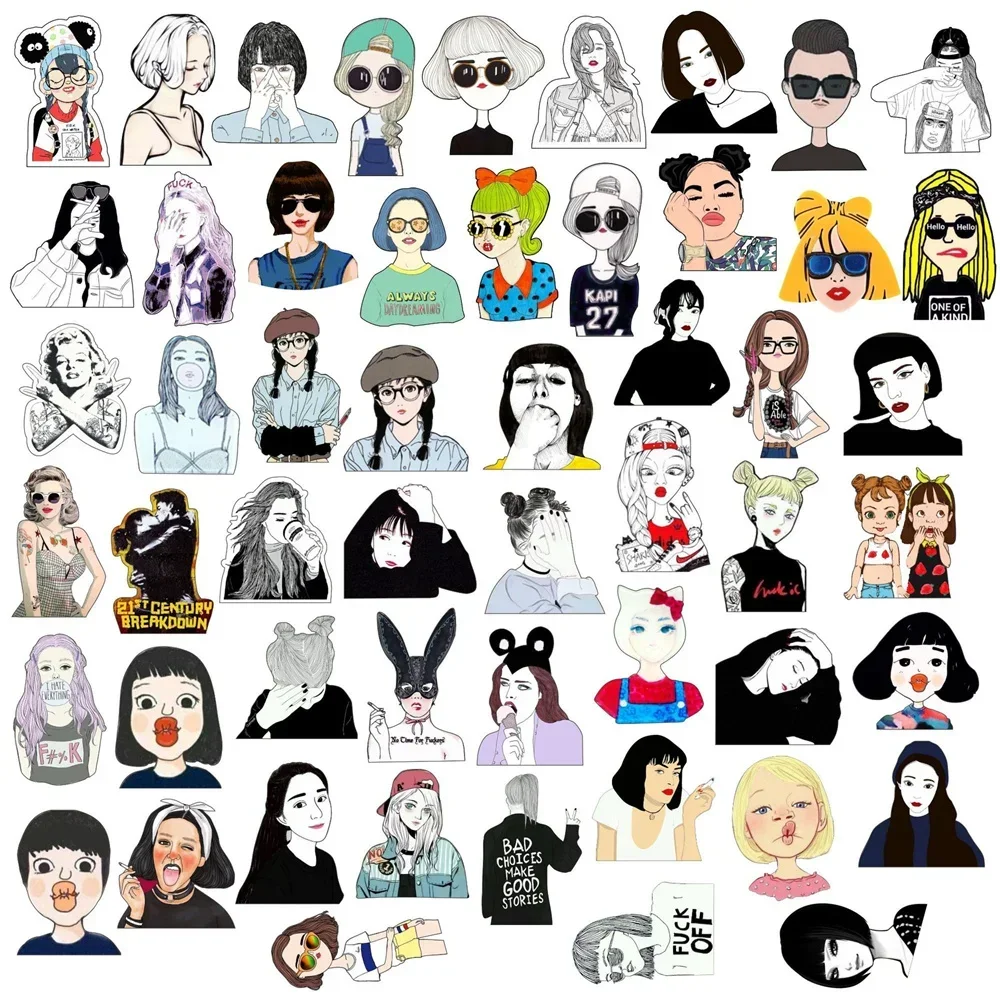 

53Pcs/lot Funny girl acrylic Brooch personality Fashion Brooch bag clothing decoration jewelry fashion Badge