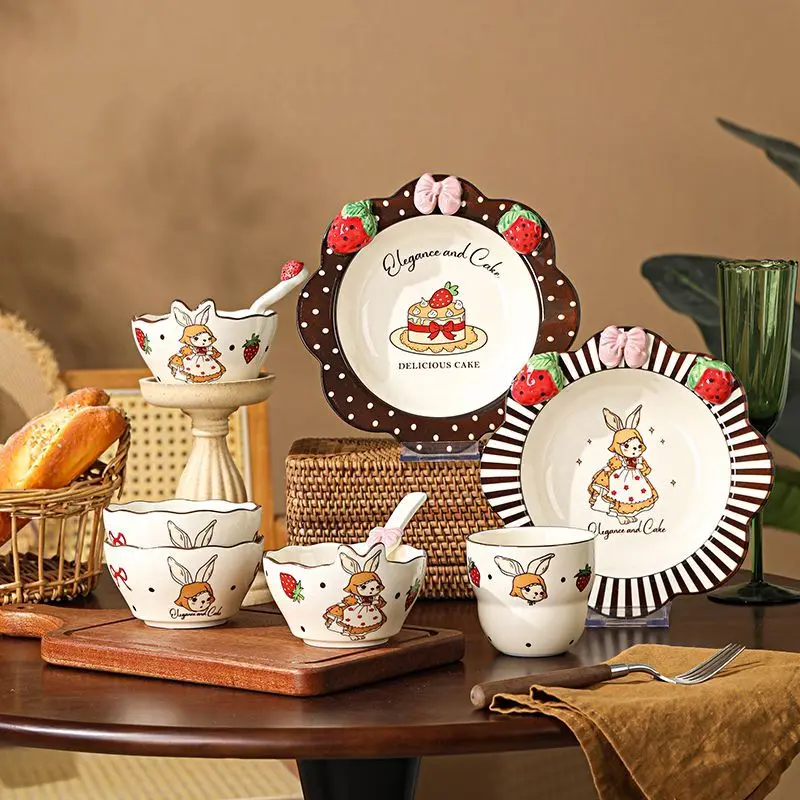 Керамическая посуда с кроликом итальянская тарелка чаша комбинация чашек