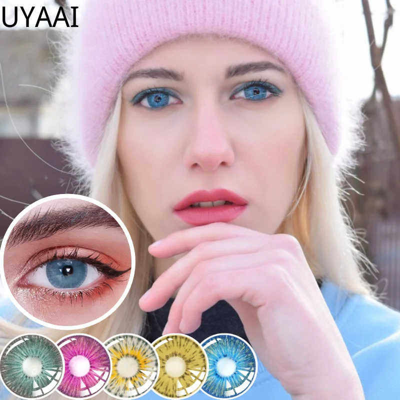 

UYAAI 2pcs/Pair Colored lenses Color lens eyes Color contact lenses Blue Lenses eye contacts Multicolored Lenses Pupil