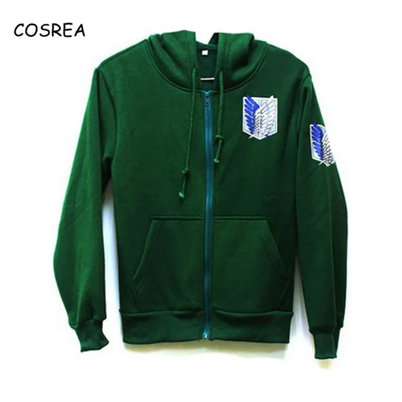 

Anime Sweatshirt Attack on Titan Green Black Hoodie Scouting Legion Hooded Jacket Clothes Adult Long Sleeve Cosplay Costumes