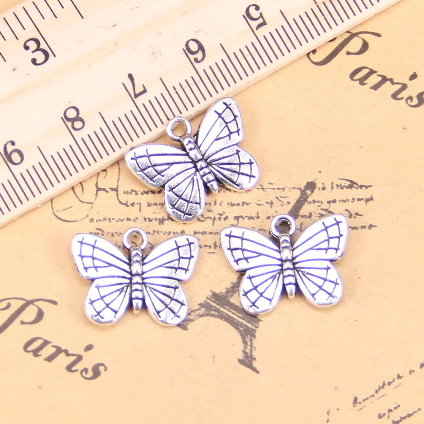

58pcs Jewelry Charms Double Sided Butterfly 18x14mm Antique Silver Plated Pendants Making DIY Handmade Tibetan Silver Jewelry