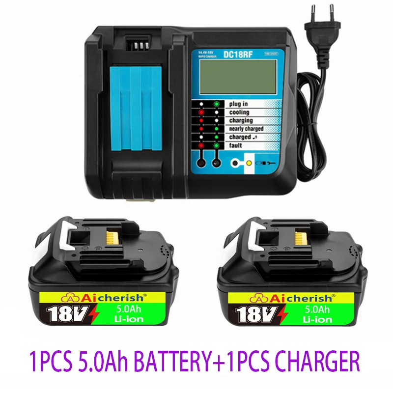 

With LED Charger 18V Makita Battery Lithium Ion Rechargeable 5Ah 5000mAh Uses The Latest Version Of Tool BL1830 BL1840 BL185