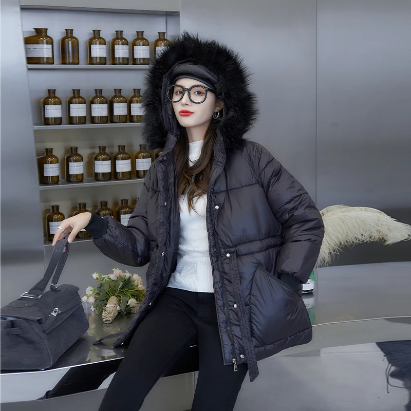 Winter Woman Parkas with Hood for Europe Fashion Trends Puffer Jackets Sweet Teenage Girls Solid Clothing Female Streetwear Coat