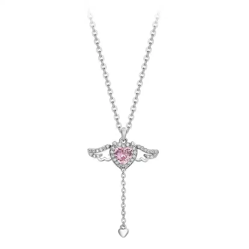 

Cupid Heart Pendant Necklace Lovely Design Real 925 Sterling Silver Jewelry Valentine's Day Gift To Girlfriend