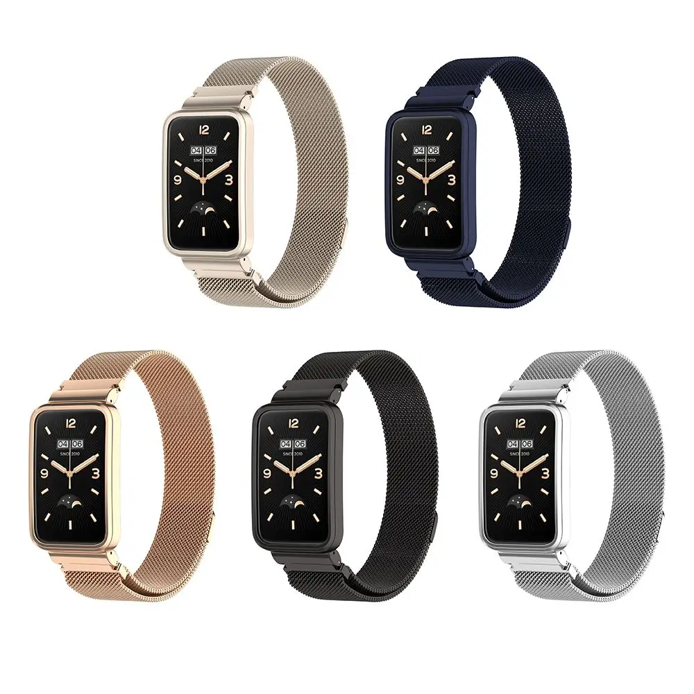 

Новый ремешок для часов, браслет с рамой, Миланская нержавеющая сталь, металлический корпус, ремешок для Xiaomi Band 7 Pro