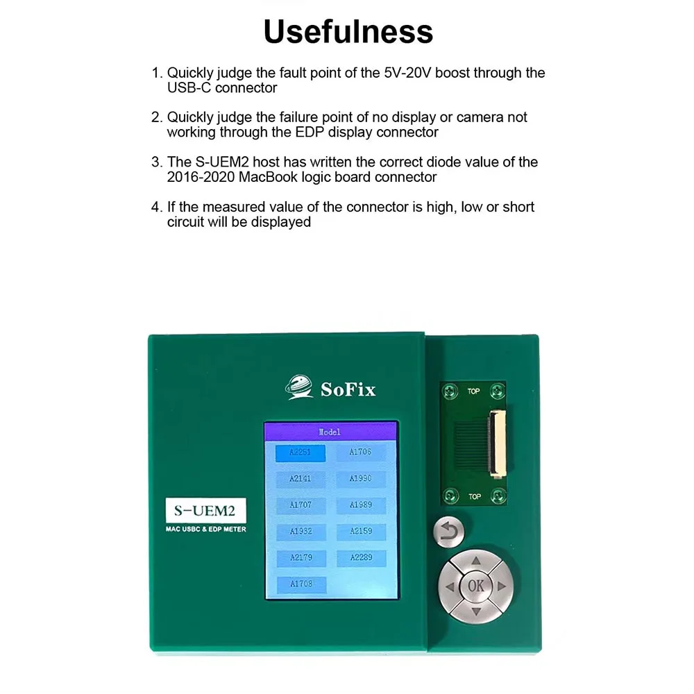 S-UEM2 Тестер USBC для MacBook Mac материнская плата разъем EDP-метра загрузка питания без