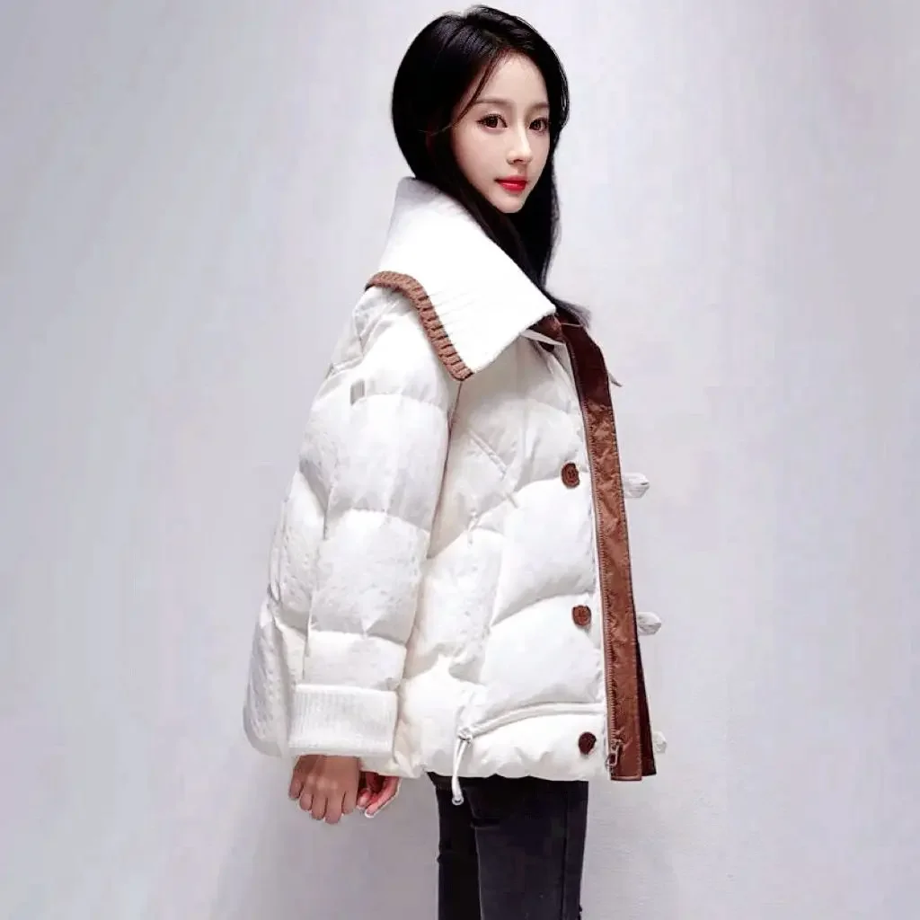 Вязаные парки женские пуховики для женщин короткие стеганые куртки предложения