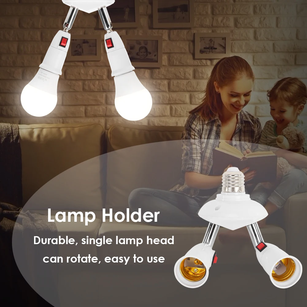 

2/5-heads PC Practical E27 Lamp Holder Rotatable Lamps Adapter Adjustable LED Light Bulb Base Lamps Socket Adapter