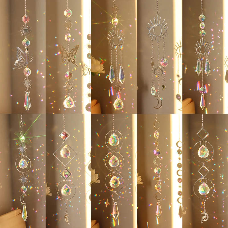 

Хрустальные металлические призмы-бабочки, подвесные радужные приспособления для освещения, аксессуары для окон, шторы, подвески для дома и ...