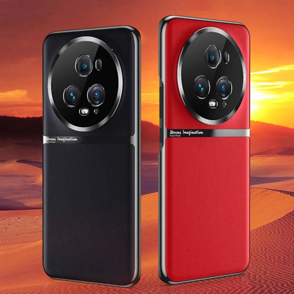 

Ultra Thin Case For Honor Magic 5 Pro Case PU Leather & Plating Coque For Magic5 Pro Cover Phone Protector