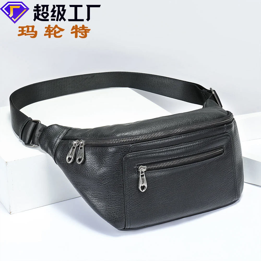 

Maronite Waistpack Men's Genuine Leather Casual Mobile Phone Headband Cowhide Chest Bag Outdoor Single Shoulder Crossbody