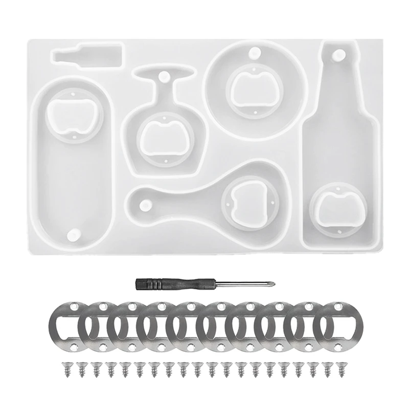 

Bottle Opener Resin Molds,Beer Opener Resin Molds With Resin Accessories, For Resin Keychain Corkscrew DIY Craft