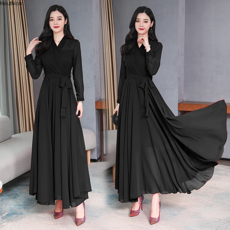 

Women's Dresses Loose Solid Long Bohemia New Draw Back Fashion Chiffon Female Clothing Summer Movafag