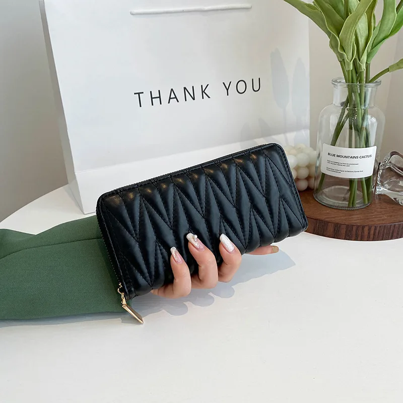 

Purse Lady 2023 New Niche Design Sense Long Girl Simple Solid Color Fashionable Clutch Purse Wallet Women Casual Card Holder