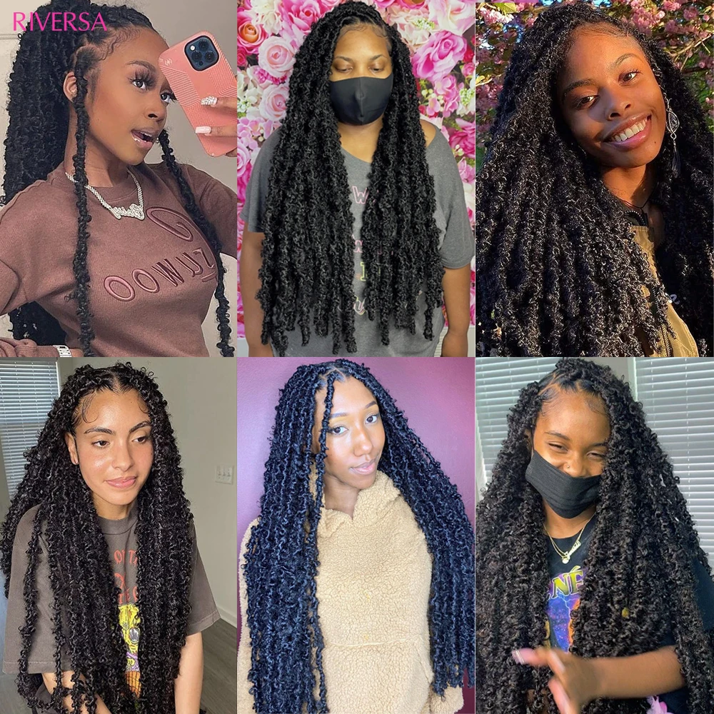 18 24 36 Inch Butterfly Locs Crochet Hair Pre-looped Butterfly Locs Crochet Braids Messy Distressed Long Soft Locs Crochet Hair