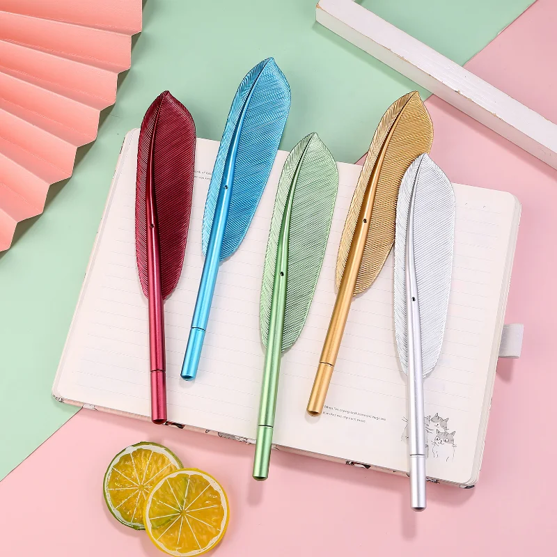 

2 Pcs Beautiful Feather Gel Pens 0.5mm Creative Kawaii Cute Neutral Pen Ink Pen Gift School Office Supplies Stationery