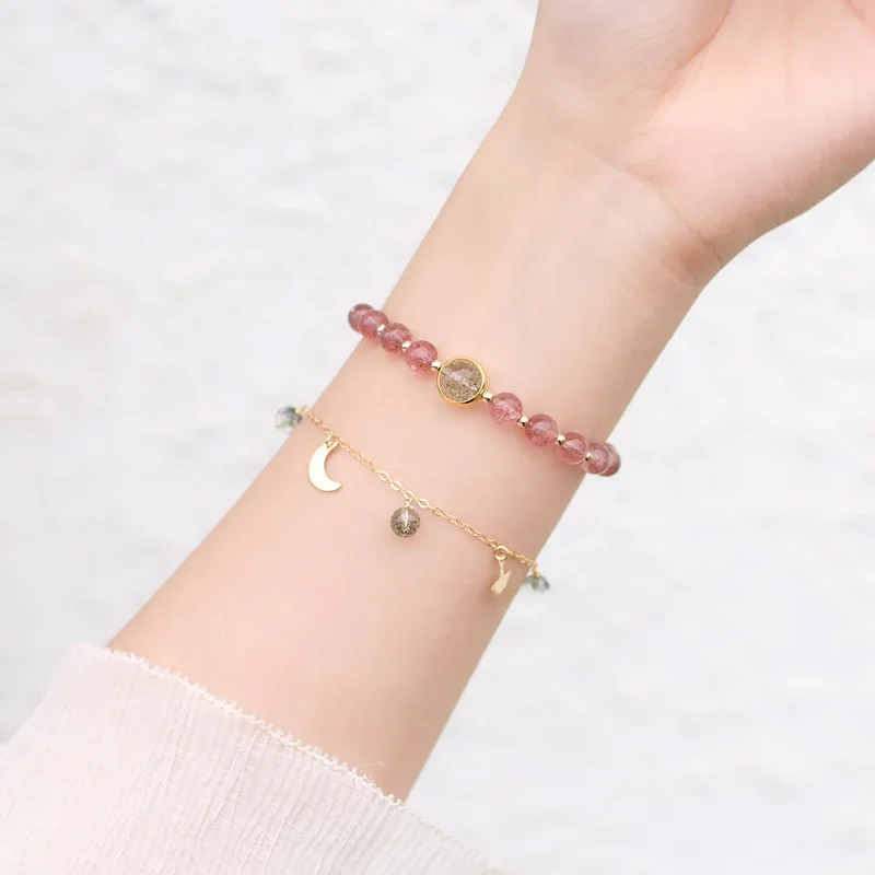 Оригинальный дизайн [Девушка] Клубничный кристалл с зеленым браслетом-призраком