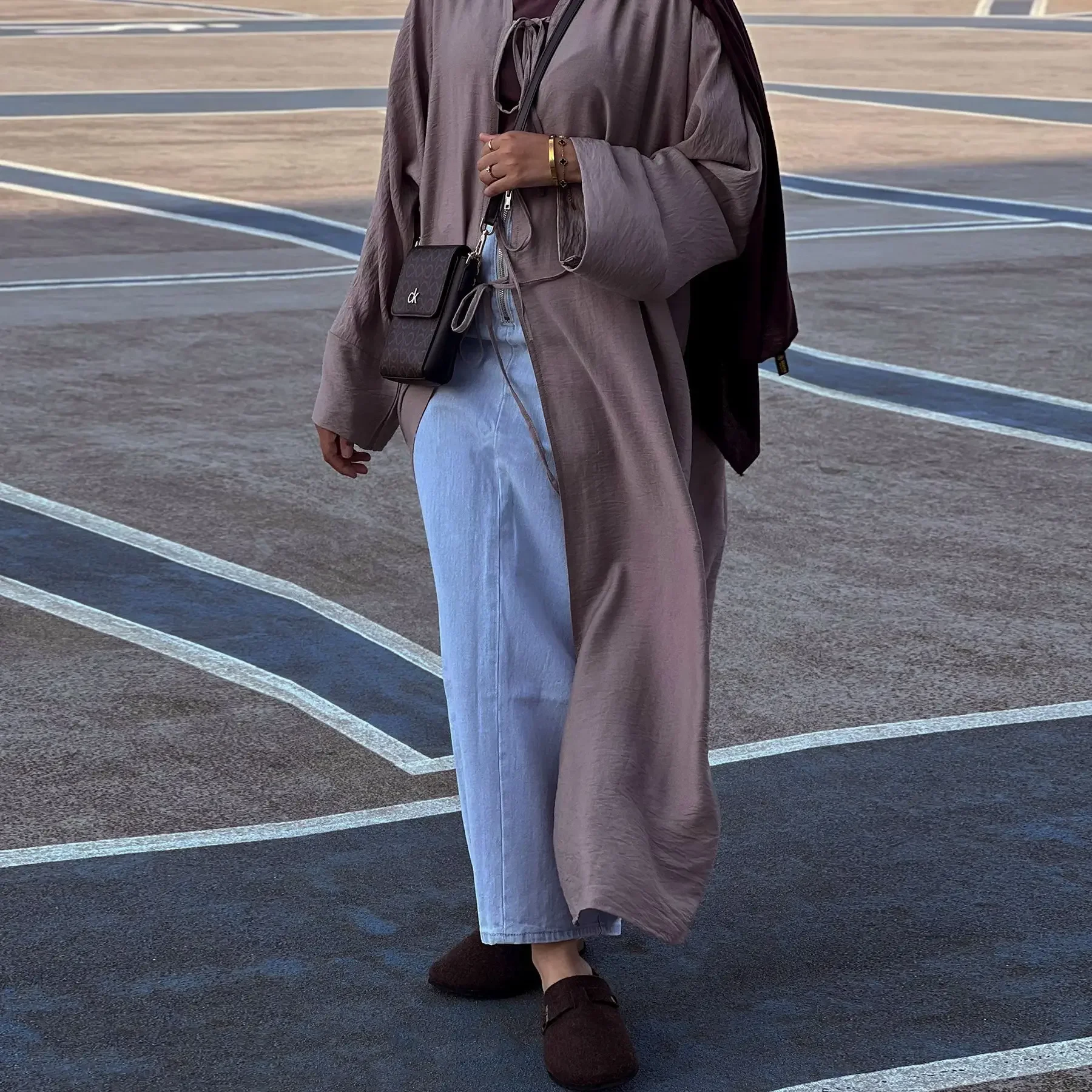 Однотонная открытая абайя кимоно кардиган женское мусульманское платье модные