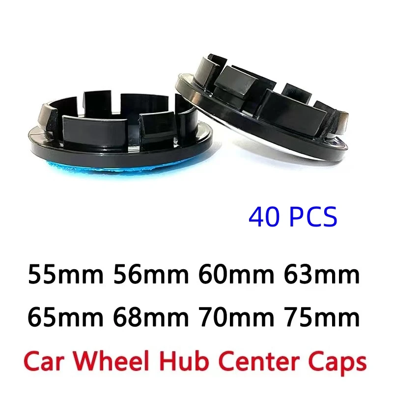 

40pcs Black Silver 55mm 56mm 60mm 63mm 65mm 68mm 70mm 76mm Car Rim Cover Wheel Hub Center Cap logo Emblem Auto Accessories