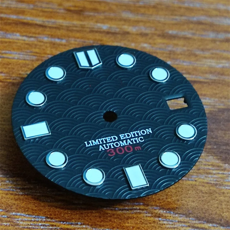 seigaiha dial black wave Pattern C3  Luminous Men's watch accessories NH35/36 movement for SKX007/009 diving watch MOD case