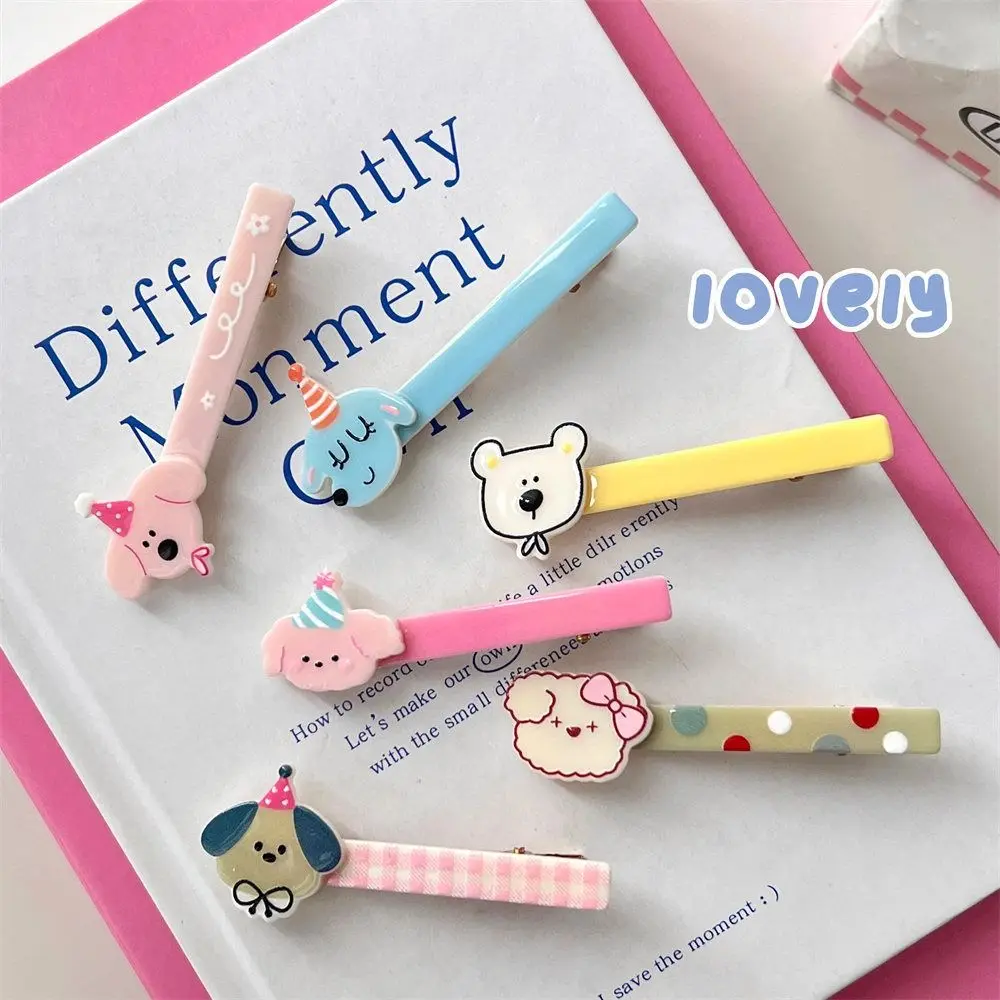 

Plastic Dog Duckbill Clip Creative Star Dots Cartoon Hair Clip Plaid Barrettes Animal Hairpin Daily