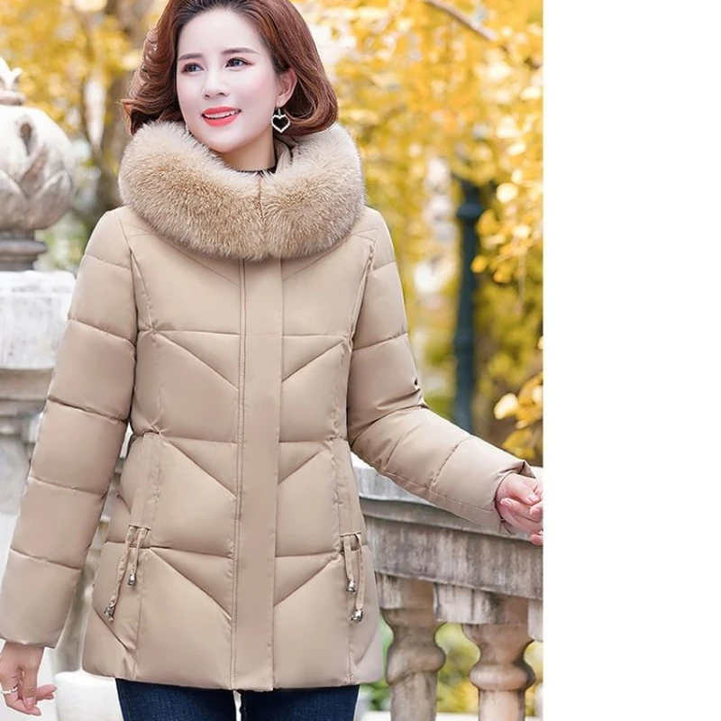 Winter Coats Solid Parkas Women's 2022 Female Fashion Outwear Large Fur Collar Hooded Thick White Duck Down Thicken Jackets E837