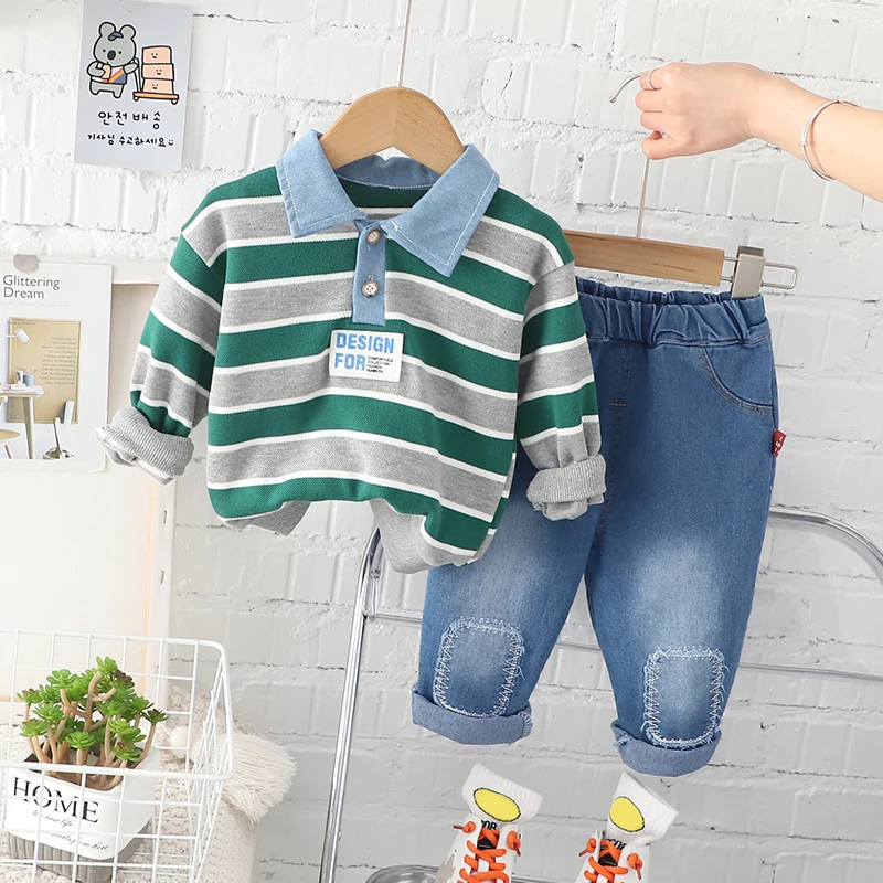 

2 шт., детский спортивный костюм из свитшота и джинсов