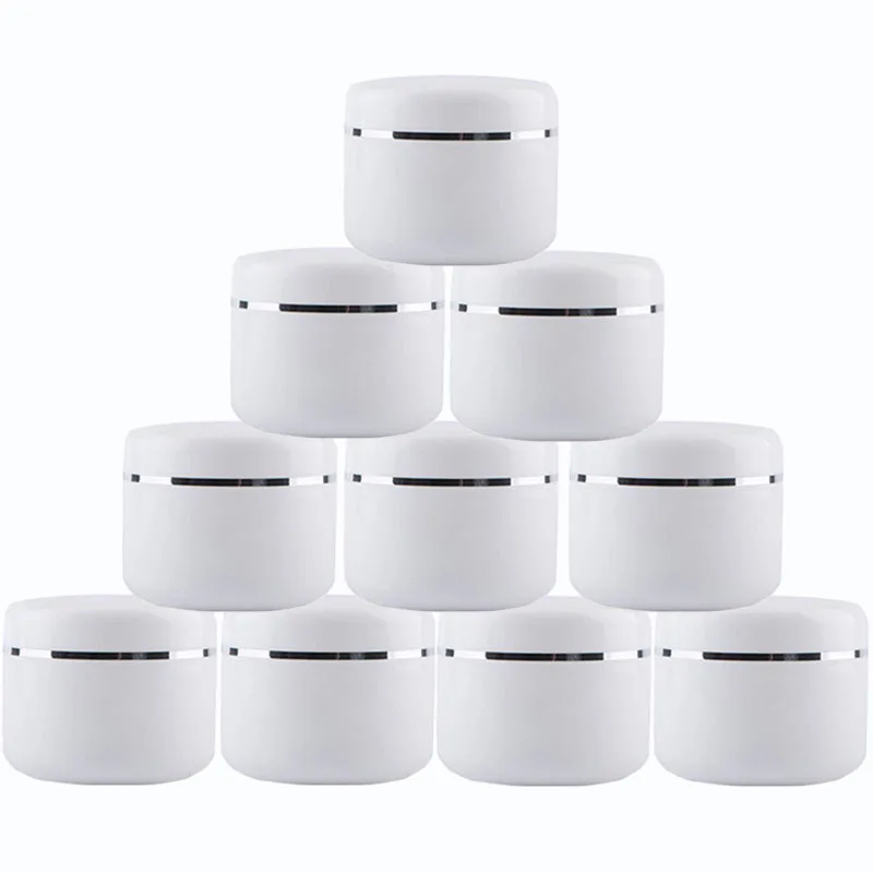 

10Pcs 10g/20g/30g/50g/100g/250g Travel Face Cream Lotion Cosmetic Container Plastic Empty Makeup Jar Pot Refillable Bottles