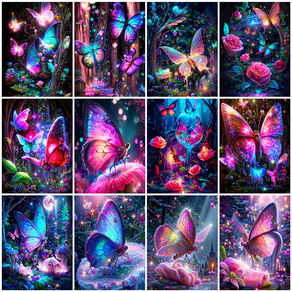 

HUACAN Painting By Numbers Butterfly Animals Drawing On Canvas Handpainted Art Gift DIY Picture Flower Kits Home Decoration